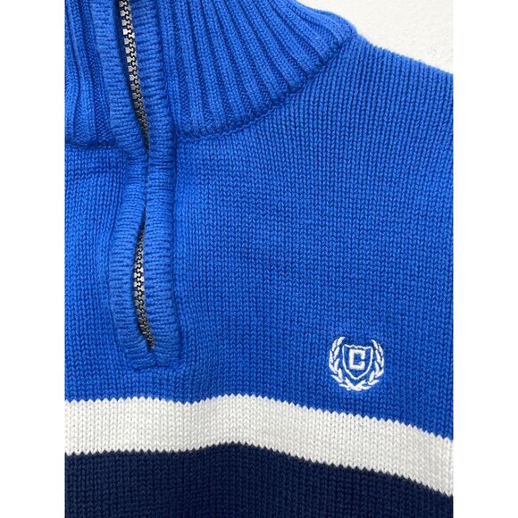 Chaps Boys Blue Quarter Zip Knit Sweater Size M (10/12) Preppy Fall Classic - Picture 9 of 13